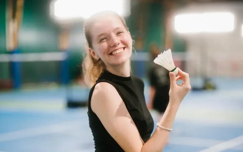Iasmina with a shuttlecock